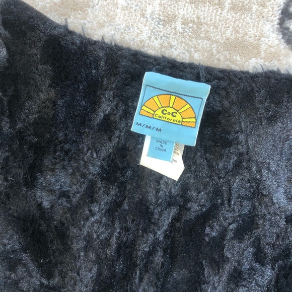 C&C California Black Reversible Fur Moto Vest - Picture 8 of 8